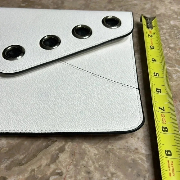 white slim purse wristlet ,grommets,envelope pouch wristlet , clutch, - Picture 10 of 17